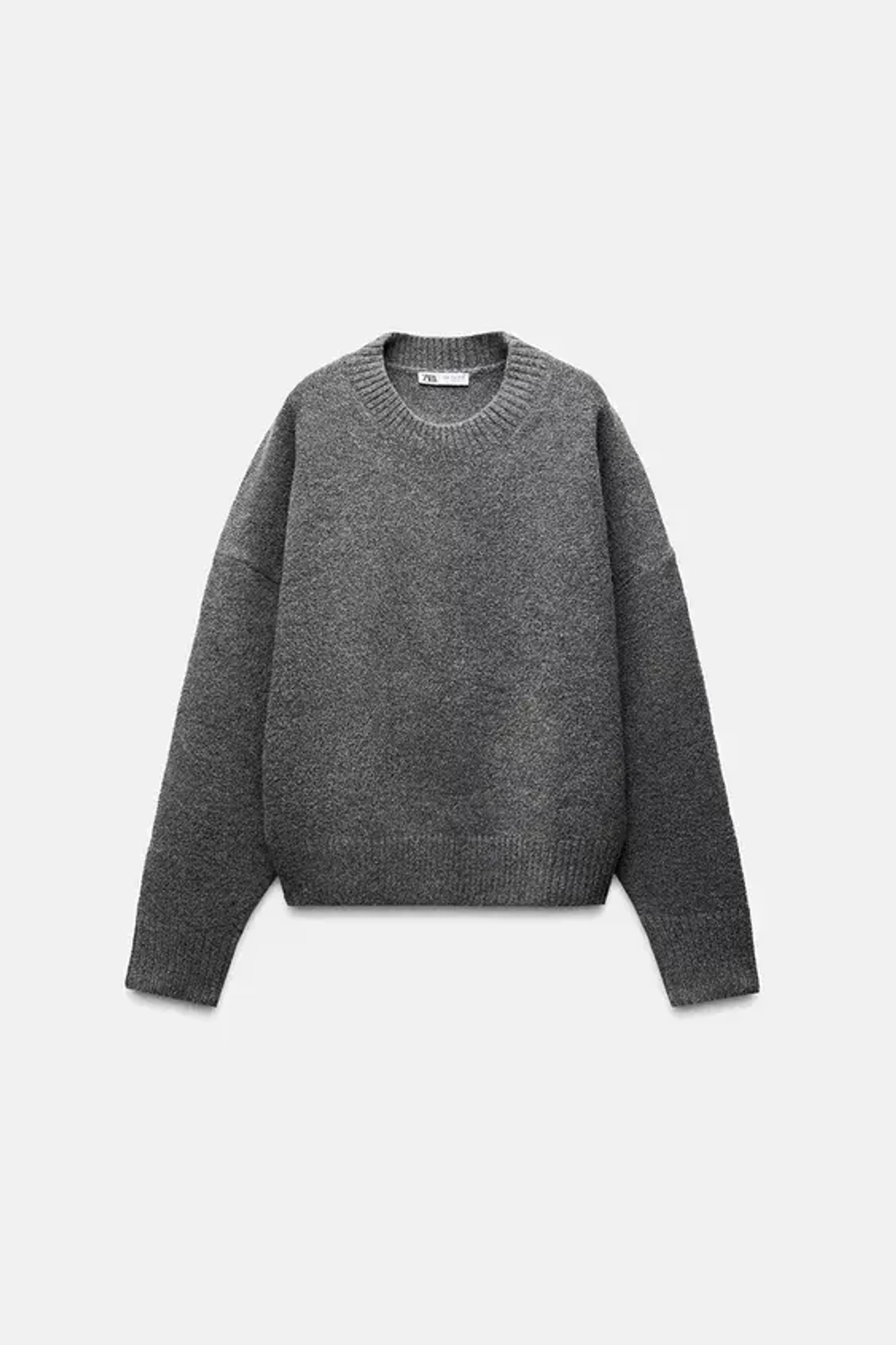 ZARA СВИТЕР ИЗ МЯГКОГО ТРИКОТАЖА, МЯГКИЙ СЕРЫЙ