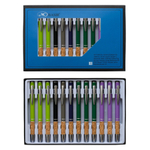 Ручка шариковая, автоматическая, Basir, синие чернила, металлическая, 6 цветов корпуса с пробковым держателем, 12 шт