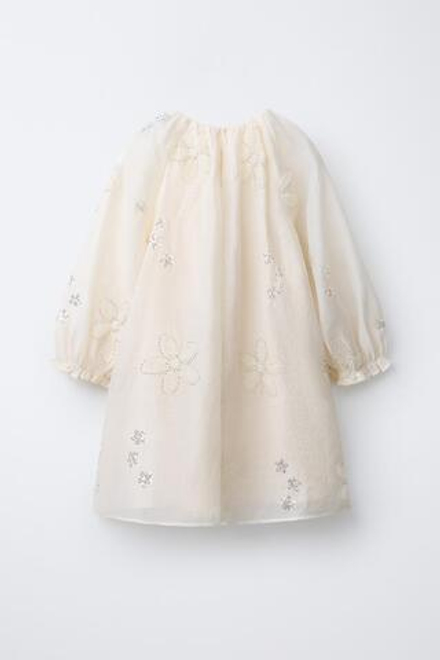 ZARA ПЛАТЬЕ С ЦВЕТОЧНЫМ УЗОРОМ, ЭКРЮ