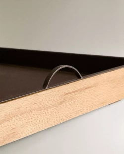 ZARA HOME ПОДСТАВКА ДЛЯ ОБУВИ С МЕТАЛЛИЧЕСКИМИ РУЧКАМИ, КОРИЧНЕВЫЙ