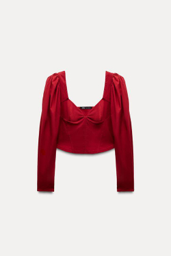 ZARA ОБЪЕМНЫЙ ТОП «СЕРДЕЧКО», КРАСНЫЙ