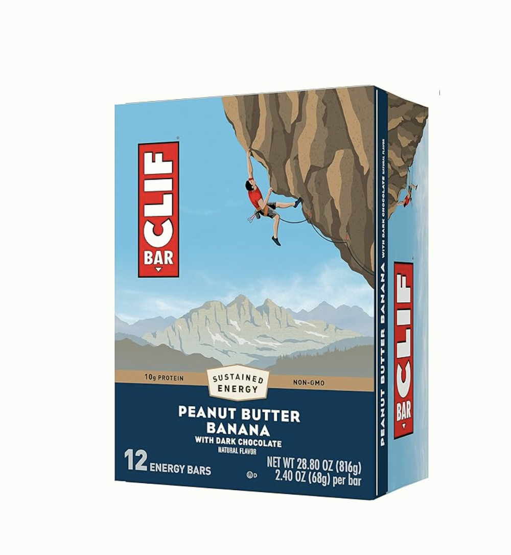 Clif Bar — Протеиновые батончики с бананом , арахисовым маслом и темным шоколадом — Сделано из органического овса — 10 г белка — Без ГМО — На растительной основе — Энергетические батончики