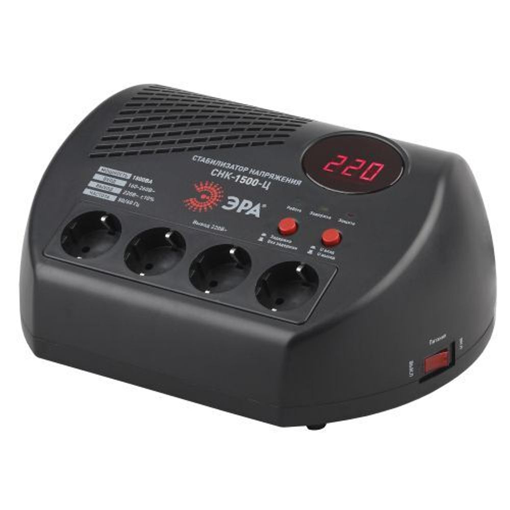 Стабилизатор напряжения СНК-1500-Ц компакт. ц. д. 160-260В/220В 1500ВА ЭРА Б0031073 Стабилизатор напряжения СНК-1500-Ц компакт. ц. д. 160-260В/220В 1500ВА ЭРА Б0031073