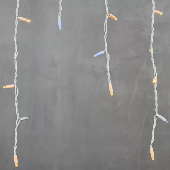 Светодиодная бахрома с колпачком 3,2*0,9 м., 168 экстра теплых белых LED ламп, мерцание, каучуковый белый провод, LTC (LL168BLW-8-2EWW)