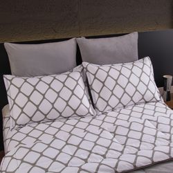 Комплект постельного белья на резинке с одеялом Велюрия Люкс «Ромбовый минимализм»