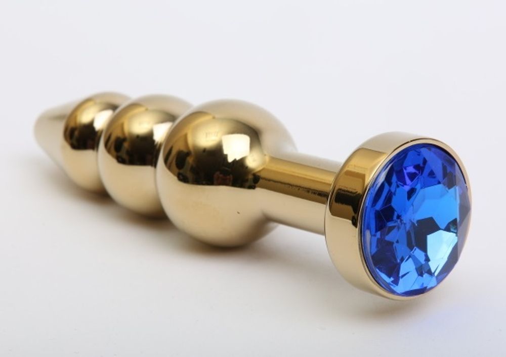 Пробка металл фигурная елочка золото с синим стразом 11,2х2,9см 47436-3MM