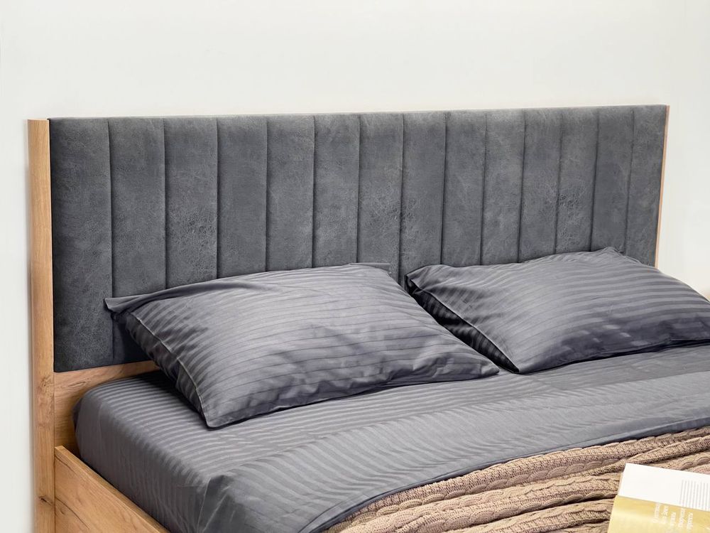 Кровать Адам с подъемным механиз (дуб крафт золотой/грей алькантара)