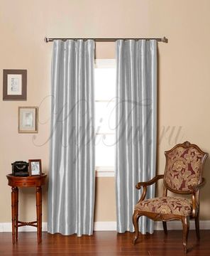 Длинные шторы. Leonardo (Серебро),  однотонный шик-сатен.