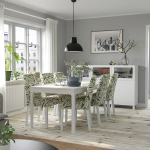 Стол и 6 стульев - EKEDALEN / BERGMUND IKEA/ ЭКАДАЛЕН /БЕРГМУНД ИКЕА, 240/180 см, белый/зеленый с рисунком
