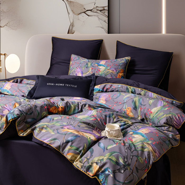 Комплект постельного белья на резинке Сатин Премиум «Экзотический полет»
