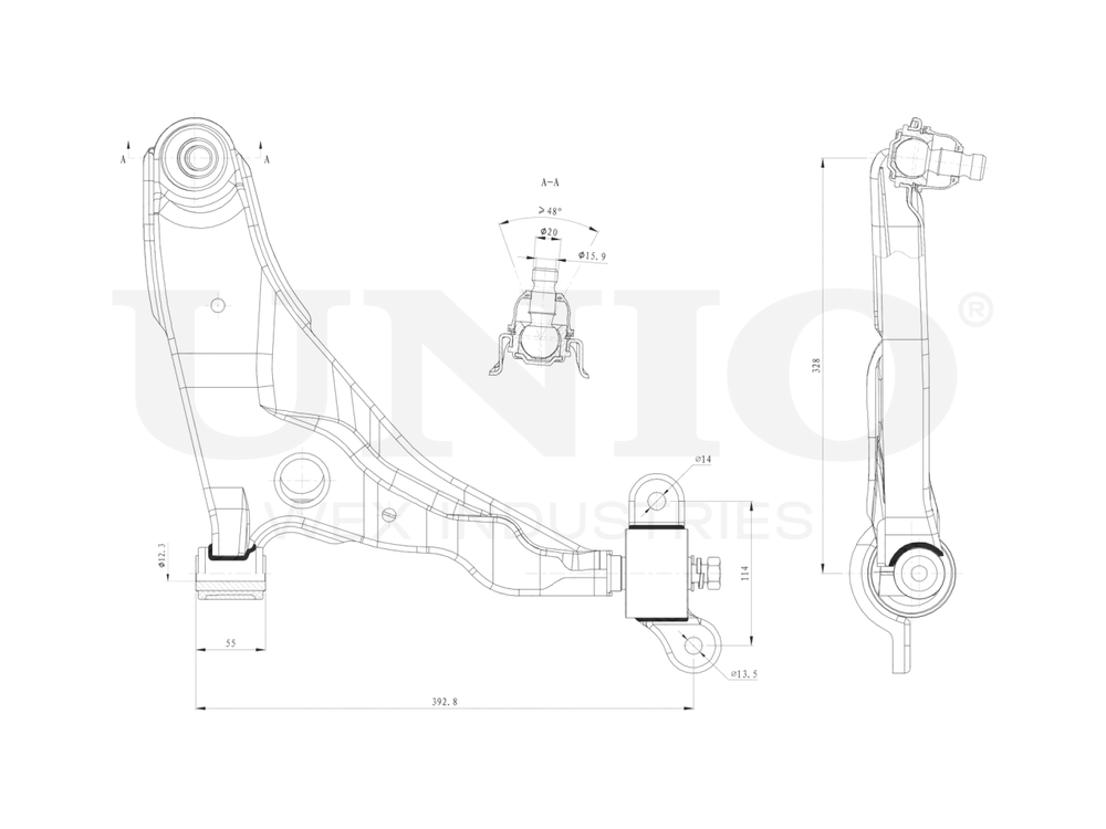 Рычаг подвески поперечный передний нижний правый UNIO SSP-40134