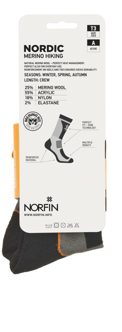 Носки Norfin T3A NORDIC MERINO HIKING CREW р.(39-41) M