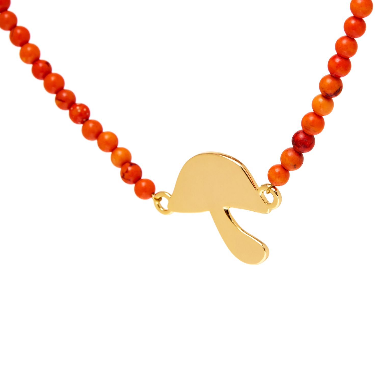 Колье Gold Plated Mushroom Charm Beaded Necklace
