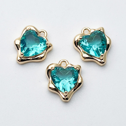 Подвеска Сердце, цвет золото + ультрамарин, размер 13*10 мм, цена за 1 шт