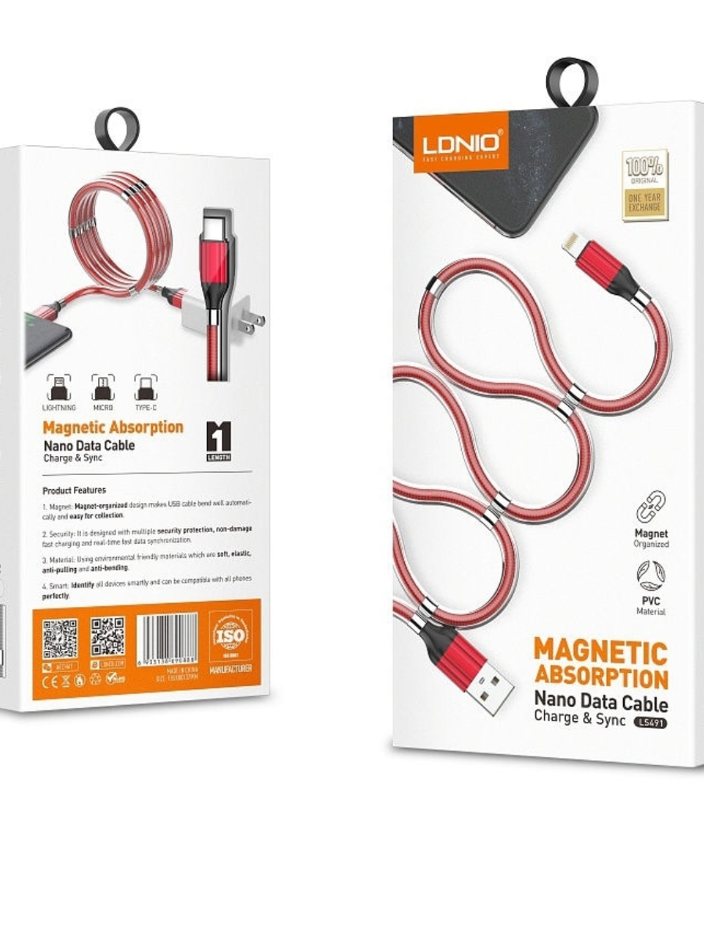 Кабель 1m USB/type-c LS491 Magnetic LDNIO grey