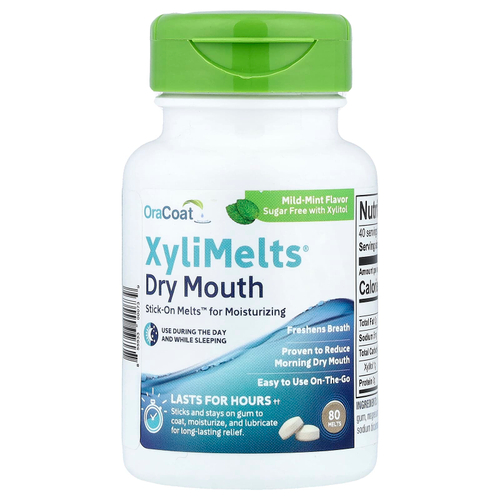 OraCoat, XyliMelts®, средство от сухости во рту, мягкая мята, 80 шт.