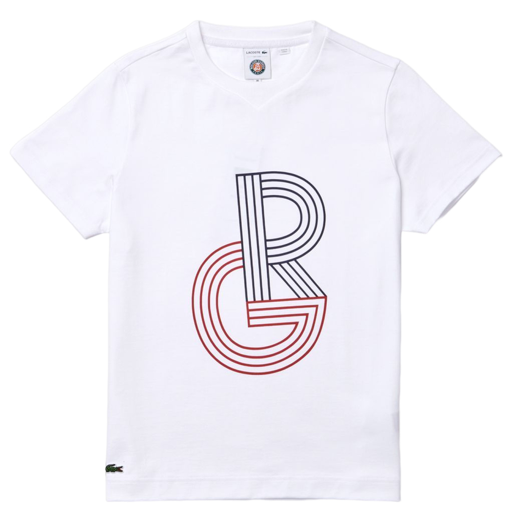 Женская теннисная футболка Lacoste SPORT Graphic Roland Garros - white/blue marine