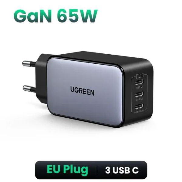Адаптер питания Ugreen 65Вт GAN Fast Charger (3 Type-C)