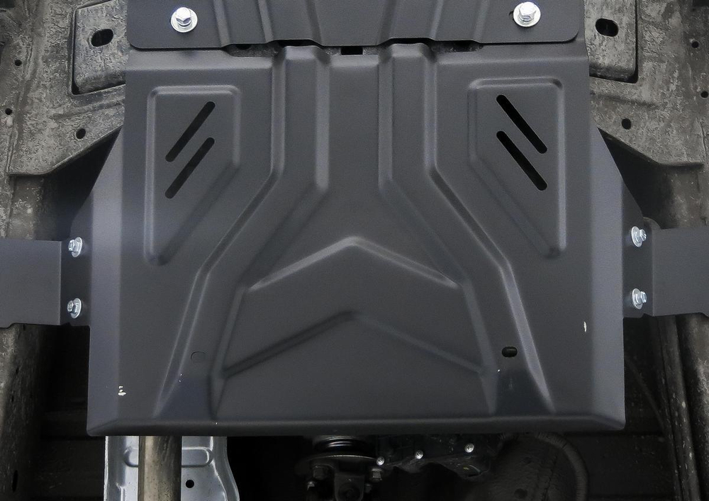 Защита РК Rival для Fiat Fullback (V - 2.4D) 2016-н.в./Mitsubishi L200 V (V - 2.4D) 2015-2019 2018-н.в./Mitsubishi Pajero Sport III (V - 2.4D; 3.0) 2016-2021 2021-н.в., сталь 3 мм, с крепежом (устанавл-ся совместно с 2111.4047.2.3), штампованная, 2111.4048.2.3