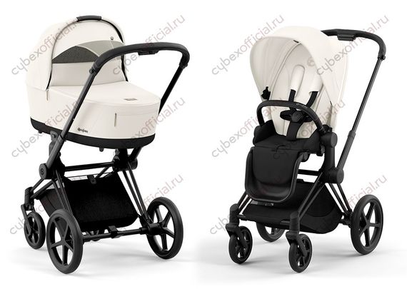 Детская коляска Cybex Priam IV 2 в 1 Off White шасси Matt Black