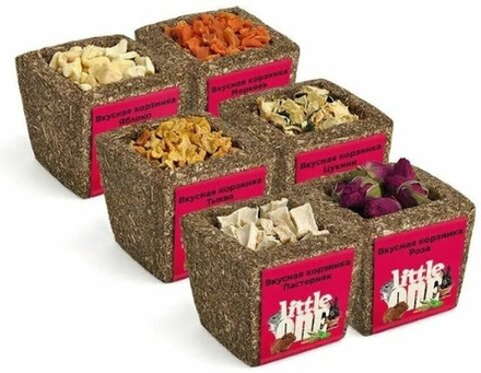 ЛИТЛ ВАН Корзинка из луговых трав с наполнением, ассорти (пастернак, цукини, морковь, яблоко, бутоны