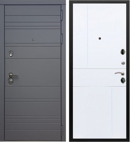 Входная металлическая дверь RеX (РЕКС) 14 Силк титан / ФЛ 290 Силк сноу (белый матовый, без текстуры)