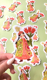 Sticker "Girl with tulips"