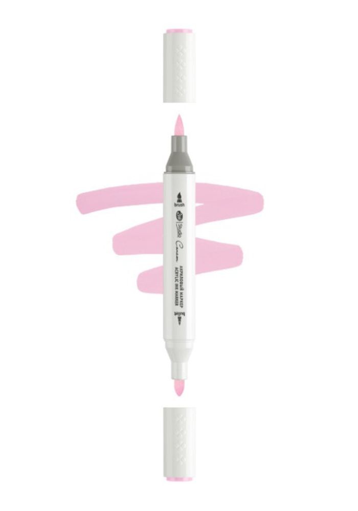 Маркер акриловый 2-х сторонний СОНЕТ кисть/пулевид. розовый светлый