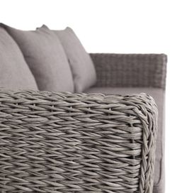 "Капучино" диван из искусственного ротанга (гиацинт) трехместный с подушками, цвет серый