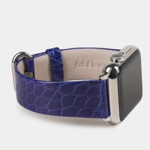 Ремешок для Apple Watch 40/41/42 mm из кожи аллигатора, цвета синего лак