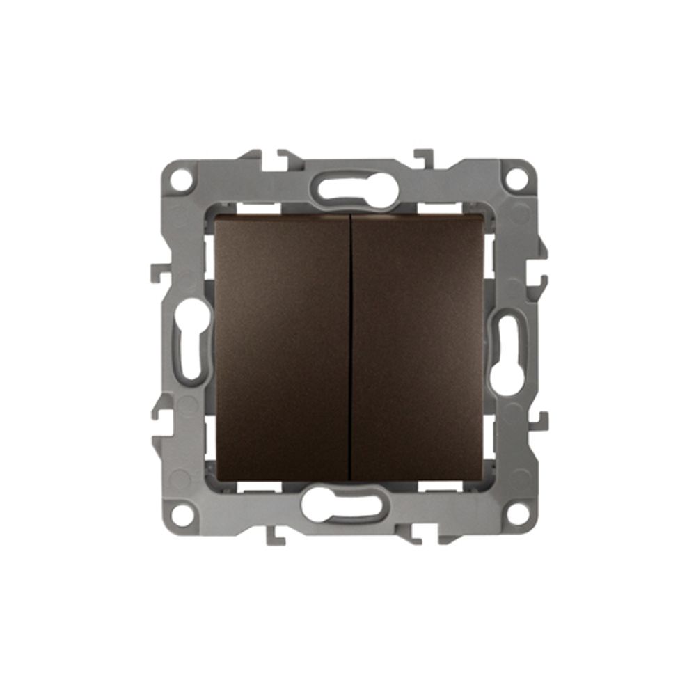 12-1004-13 ЭРА Выключатель двойной, 10АХ-250В, IP20, без м.лапок, Эра12, бронза | Эра 12 Бронза