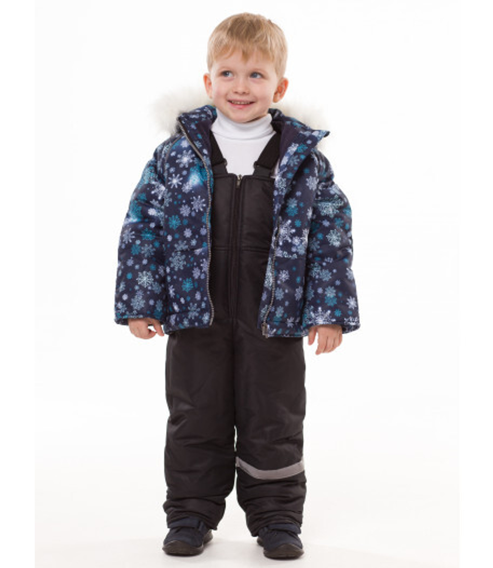 Костюм зимний "Льдинка" снежинки тено-синий, размер на рост 92 см