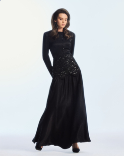 Платье из черной жаккардовой вискозы