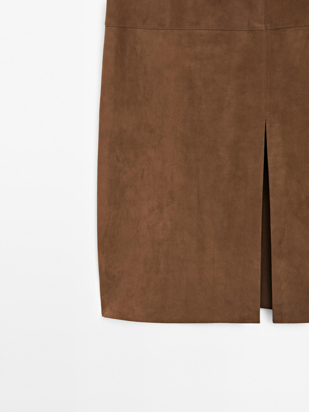 Massimo Dutti Юбка миди из замши, коричневый