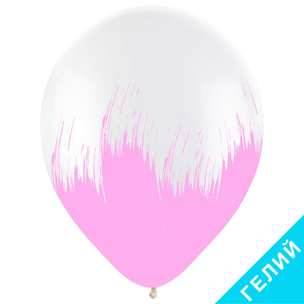 Воздушные шары Веселуха Кристалл прозрачный с рисунком Браш розовый, 10 шт. размер 12" #8122145