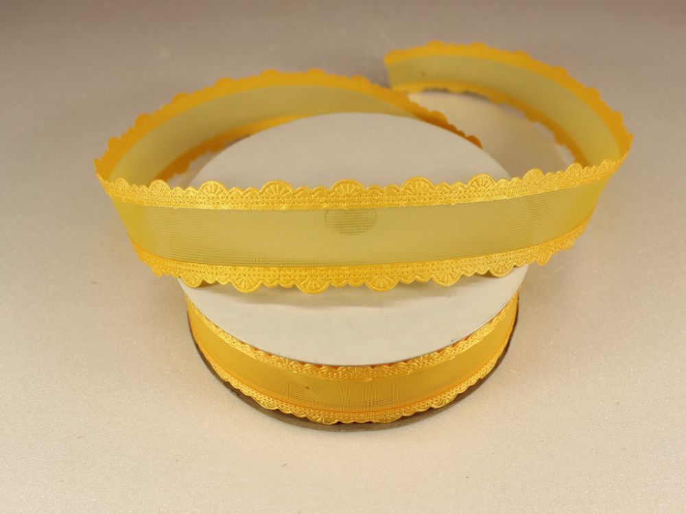 Лента декоративная, ширина 25 мм(313008), цвет: №8 желтый (бобина 20+-0,3 ярдов)