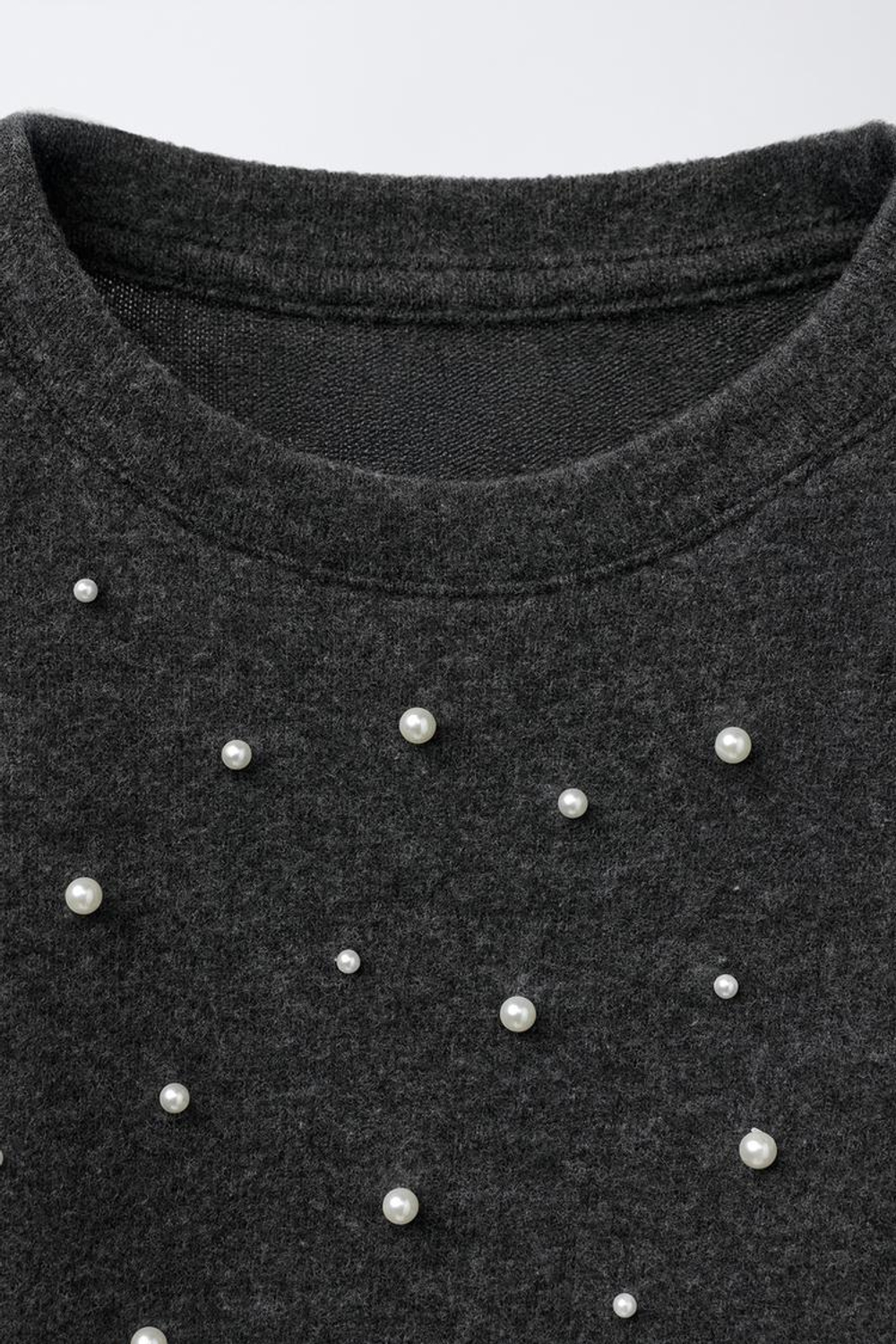 ZARA ЛОНГСЛИВ SOFT TOUCH С БУСИНАМИ, АНТРАЦИТОВО-СЕРЫЙ