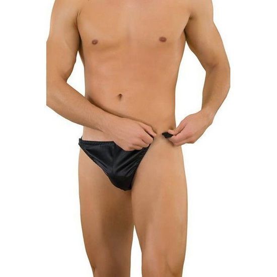 Трусы мужские тонги черные на застежке La Blinque LB076