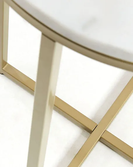 Приставной столик Sheffield Ø43х71 см, белый мрамор