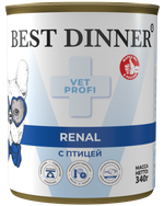 Консервы диета Best Dinner Vet Profi Renal при заболеваниях почек у взрослых собак с птицей 340 г
