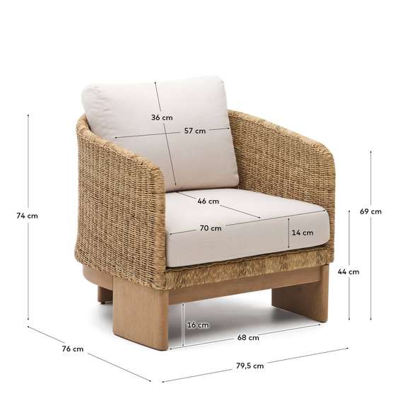 Кресло Xoriguer из ротанга и массива эвкалипта