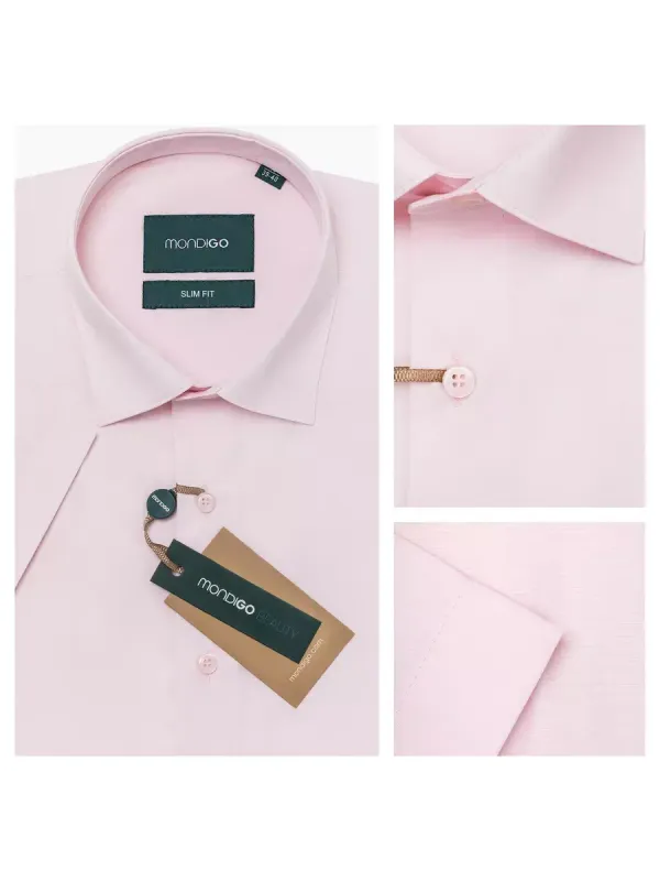 Рубашка приталенная SLIM FIT с коротким рукавом, бледно-розовая