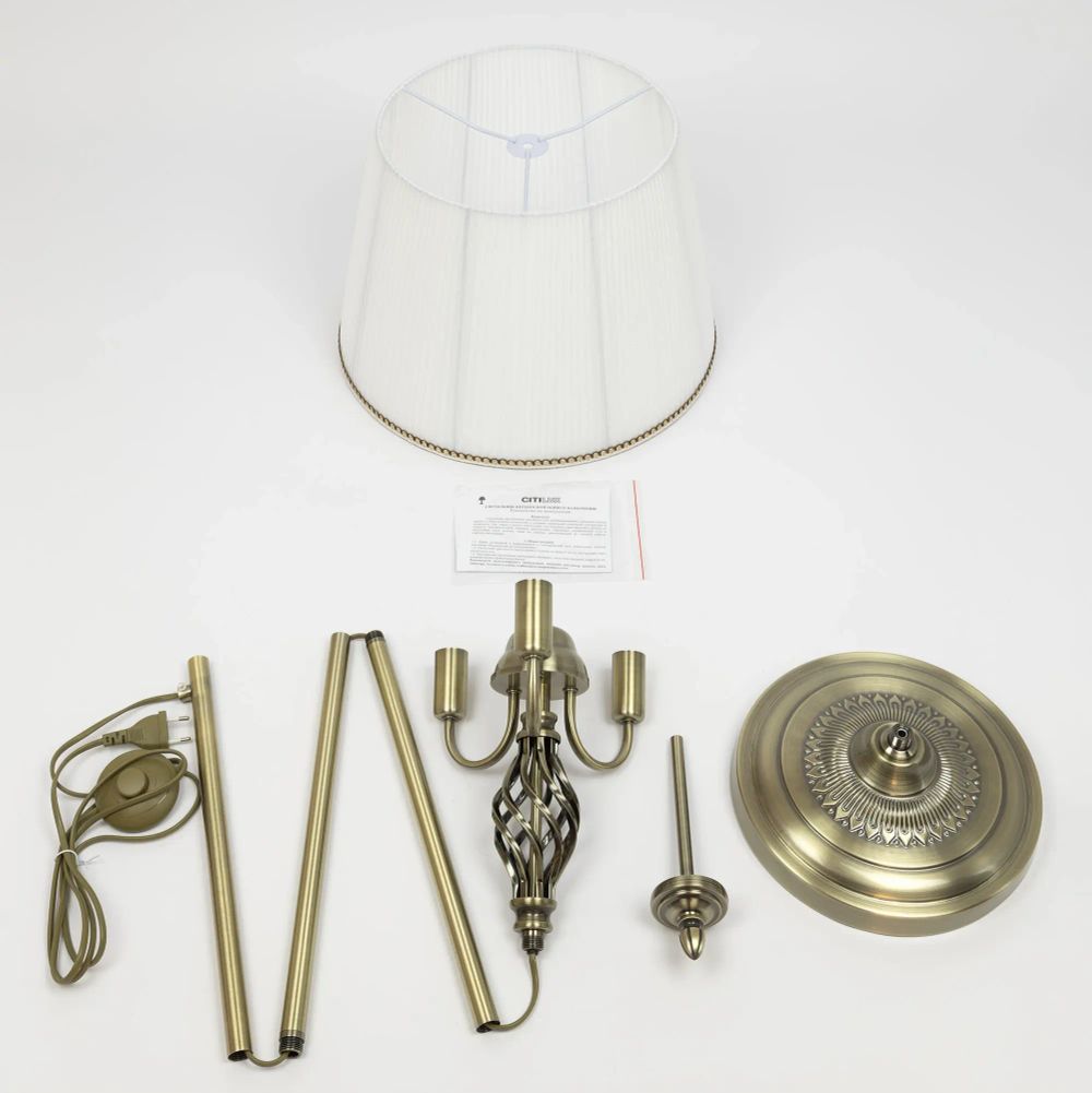 Citilux Вена CL402930 Торшер бронза с белым абажуром