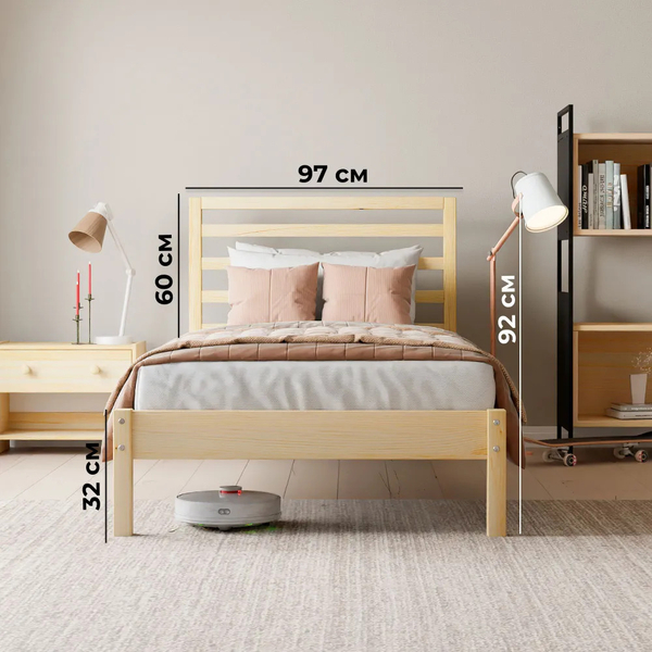 Кровать односпальная Тарва 90х200 см массив сосны цвет натуральный