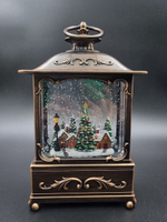 Фонарь новогодний светящийся Снеговик/Дед Мороз/Елочка квадрат сеть/батарейки 25см QW54