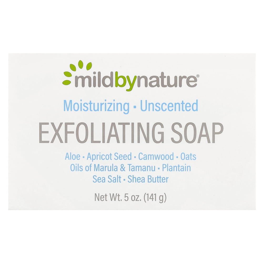 Mild By Nature, отшелушивающее мыло, с маслами марулы, таману и ши, без запаха, 141 г (5 унций)