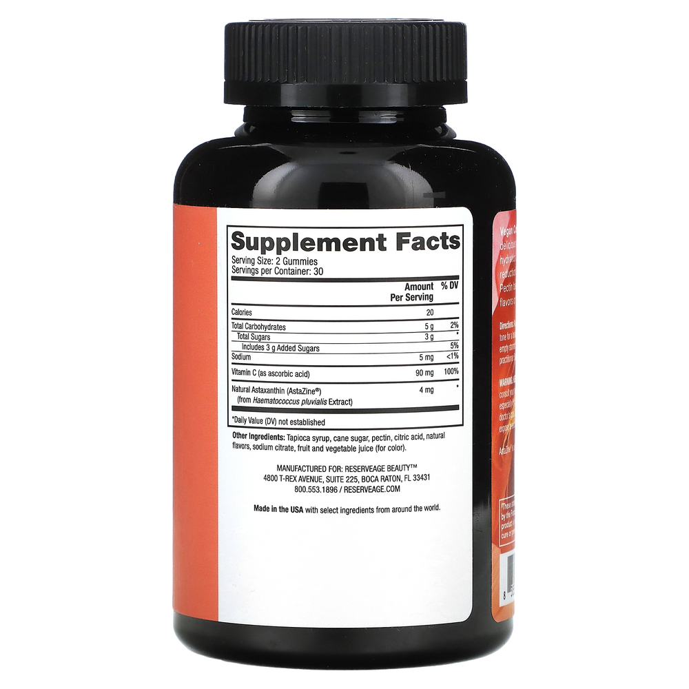 Reserveage Nutrition, Веганские жевательные таблетки для укрепления коллагена с астаксантином, вишня, 60 жевательных таблеток