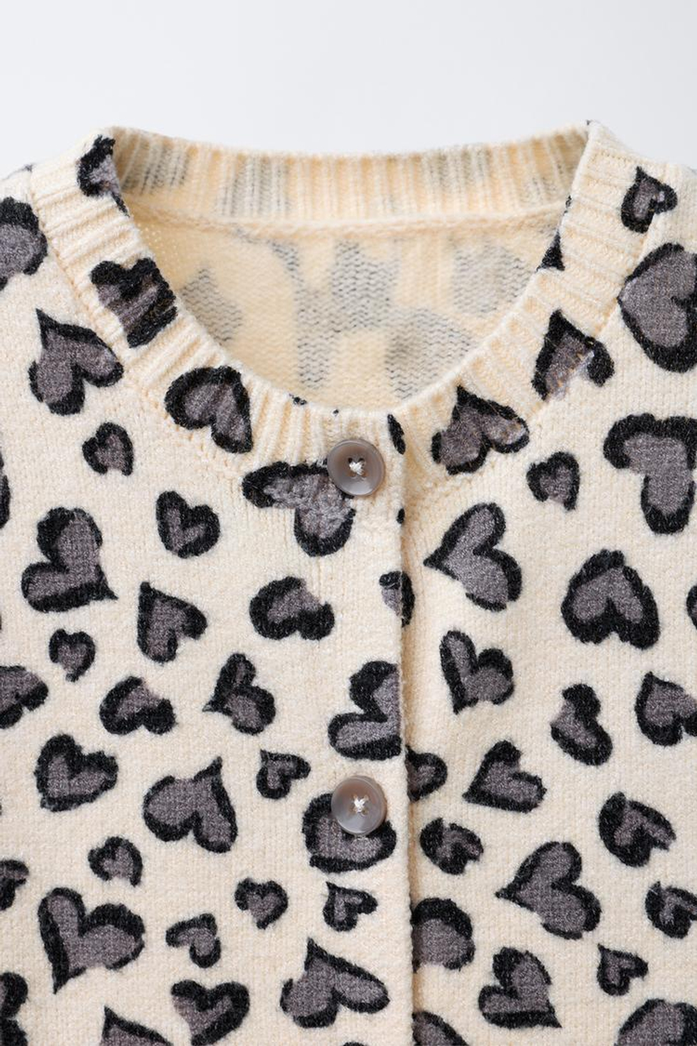 ZARA ВЯЗАНЫЙ КАРДИГАН «СЕРДЦА», ЭКРЮ МЕЛАНЖ