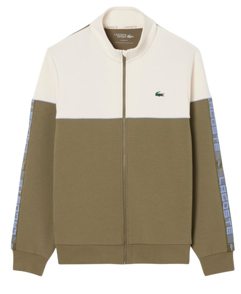 Куртка теннисная Lacoste Zipped Colour-Block - khaki green/white
