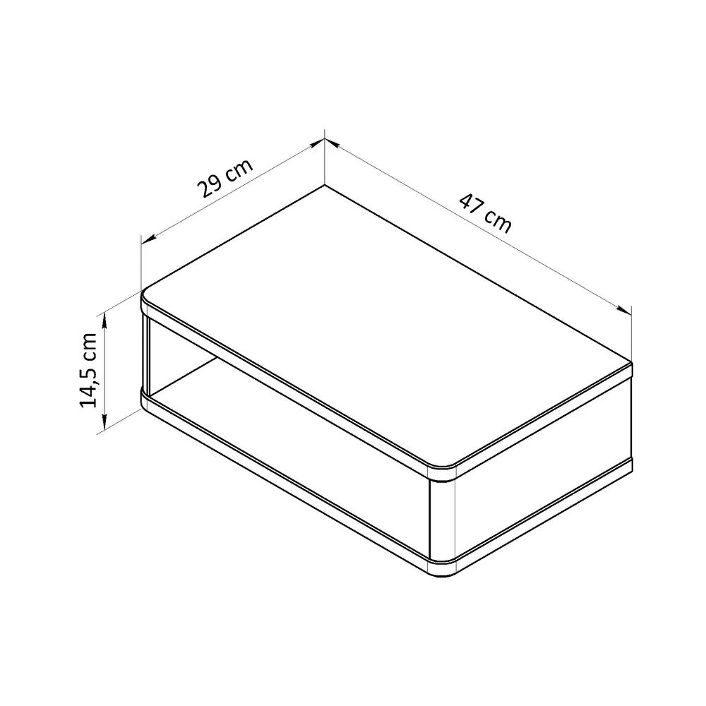 Тумба прикроватная, 47х29х15, Мелания, подвесная, с полкой, массив сосны, белый